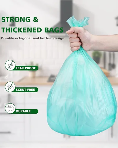 Miniatura 9 de Bolsas de basura compostables de 1.2 galones, 150 paquetes, bolsas de compost de AYOTEE y pequeñas bolsas de basura biodegradables, color verde