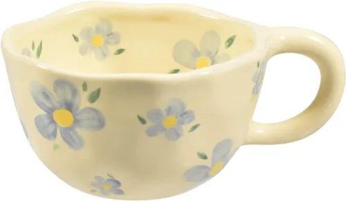 Miniatura 11 de Koythin 2 Piezas de Tazas de Café de Cerámica, Taza Creativa Linda con Flores para Oficina y Hogar, Taza Estética de 8.5 oz/250 ml para Café con 2