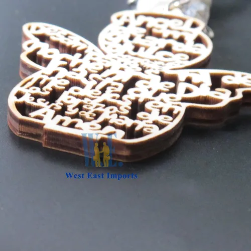 Miniatura 9 de Llavero de ángel de bautismo hecho de madera (12 piezas) /recuerdos de comunión para niño o niña recuerdos de bautizo con bolsas de organza