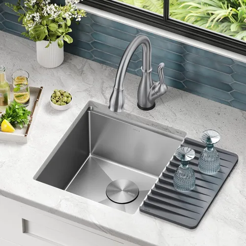 Miniatura 2 de DELTA FAUCET Lorelai - Lavaplatos de estación de trabajo de barra de 17 pulgadas para cocina, montaje bajo encimera, acero inoxidable calibre 16