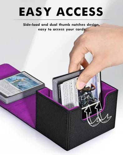 Miniatura 4 de Caja de almacenamiento para cartas ZLCA para cartas de intercambio, caja de cubierta MTG Commander para cartas con manga individual, caja de Negro