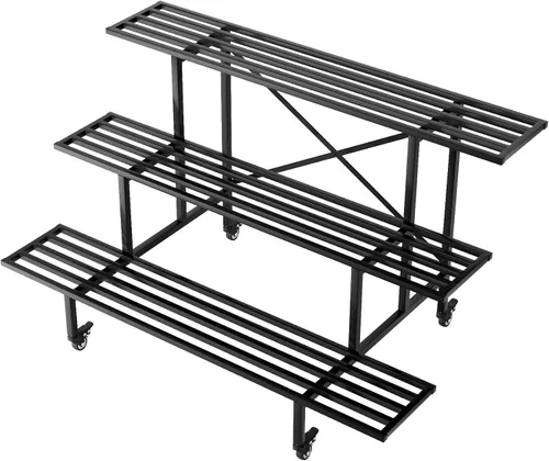 Miniatura 8 de Zhongma Soporte de metal resistente de 2 niveles para plantas para el hogar, interior y exterior, 35.43 pulgadas de largo x 17.5 pulgadas de ancho x