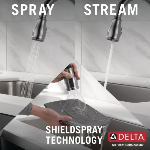 Miniatura 6 de DELTA FAUCET Leland - Grifo para cocina de níquel cepillado con función táctil, monocontrol con rociador extensible, tecnología Touch2O y cabezal