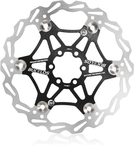 Miniatura 10 de BUCKLOS Rotor de freno de disco flotante de 160 mm, 180 mm, 203 mm, rotores de freno de bicicleta de montaña de acero inoxidable con 6 piezas de Azul