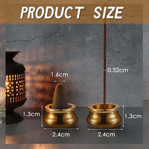 Miniatura 2 de Suclain 6 piezas de soporte para quemador de incienso, mini quemador de incienso, soporte de latón para palitos de metal dorado para meditación
