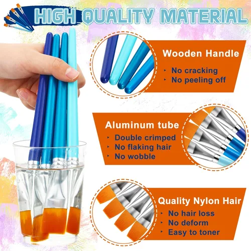 Miniatura 4 de Honoson Pinceles de pintura para pintura acrílica, pinceles grandes a granel con mango de madera para acrílico, acuarela, óleo, manualidades, arte
