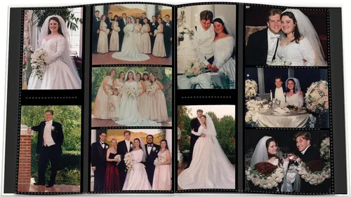 Miniatura 6 de Pioneer - Álbum de fotos, con cubierta de piel sintética cosida con collage y marco con texto "Boda" en relieve, color marfil.