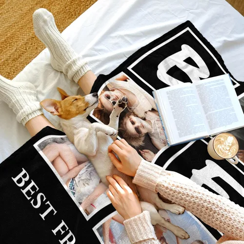 Miniatura 5 de Regalos personalizados de cumpleaños para mejor amiga para mujeres, manta personalizada con imagen, manta de fotos de mejor amiga con texto, regalos