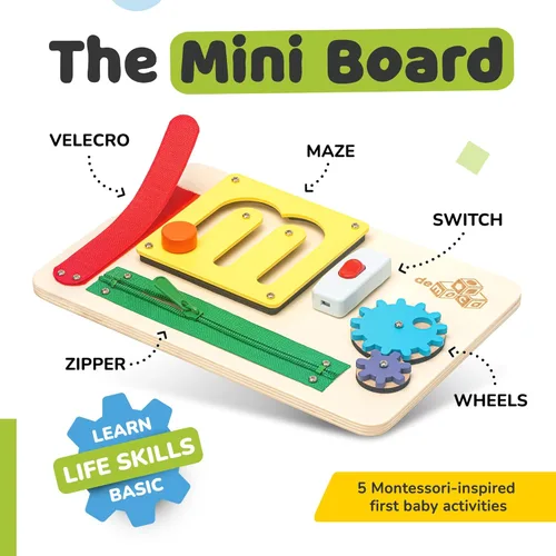 Miniatura 4 de deMoca Tabla de actividades para niños pequeños de 1 año, tablero de madera Montessori de viaje para niños pequeños de 1 a 3 años, actividades
