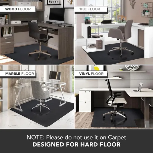 Miniatura 6 de Alfombrilla para Silla de Oficina para Piso de Madera Dura: 63" x 51" Alfombrilla Extra Grande Negra para Silla de Oficina, Alfombrilla de Goma