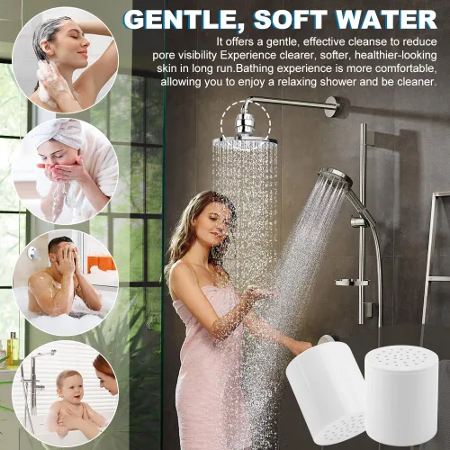 Miniatura 7 de Paquete de 4 filtros de cabezal de ducha de 20 etapas, cartucho de repuesto universal con cintas de sellado para suavizar el agua, eliminar metales