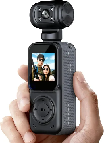 Miniatura 2 de Cámara corporal 4K, videocámara POV de bolsillo, cámara de bolsillo, 4K/30FPS con lente giratoria manual de 270°, opciones de clip/correa