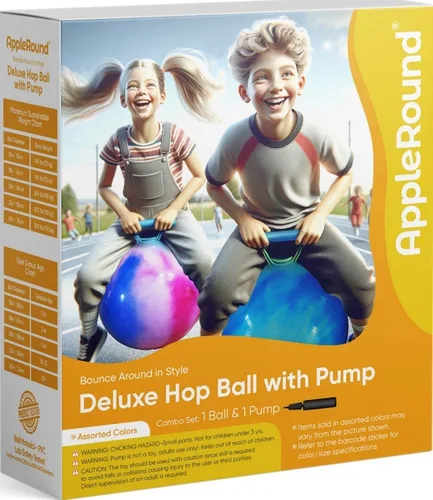 Miniatura 4 de AppleRound Hippity Hoppity Hopball con bomba, pelota de rebote para sentarse con asa, 18 pulgadas / 45 cm para niños de 3 a 7 años, colores de nube