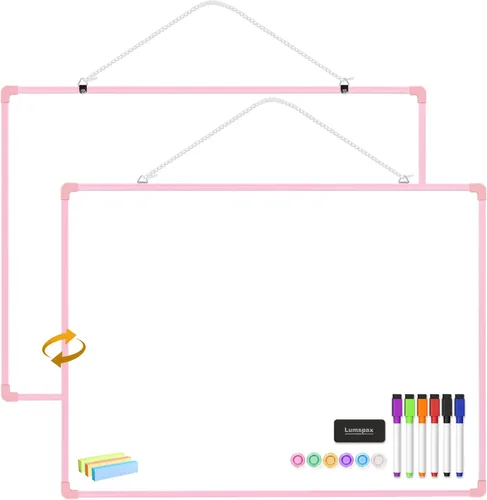 Miniatura 22 de Pizarra blanca pequeña para pared, mini pizarra de borrado en seco de 11 x 14 pulgadas con marco de plástico, bonita pizarra blanca colgante con 5