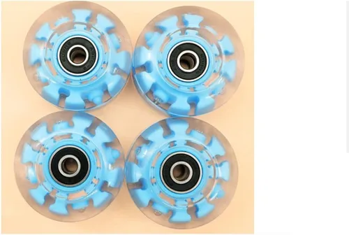Miniatura 3 de Paquete de 8 ruedas de patinaje con luces de 2.283 x 1.260 in con rodamientos para patines cuádruples o accesorios para patinaje de doble fila