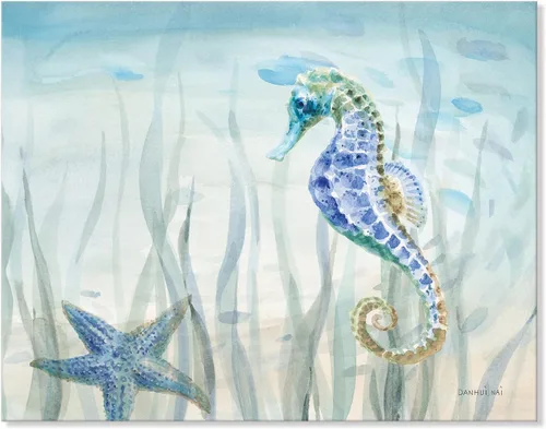Miniatura 39 de Arte de Lienzo de Pulpo para Pared Pintura Temática de Vida Oceánica Imagen de Animal Marino Azul y Dorado Obra de Arte Costera Imagen de Pulpo