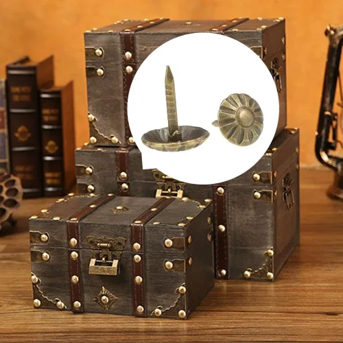Miniatura 4 de Tachuelas de tapicería, 200 piezas de clavos de muebles de 7/16 pulgadas, clavos de tapicería para muebles, bricolaje, proyectos de bricolaje, Latón