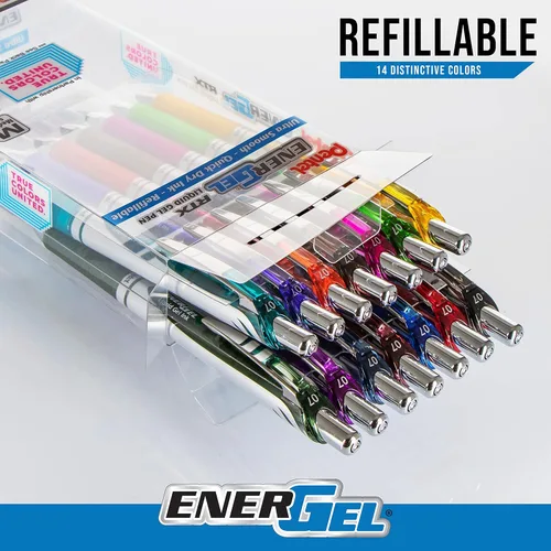 Miniatura 5 de Pentel EnerGel RTX True Colors United 0.028 in, línea media, 14 colores de tinta surtidos, paquete de 14 bolígrafos BL77PC14MTCU