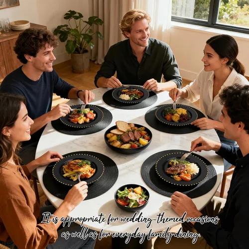 Miniatura 6 de supernal 100 piezas Platos de plástico negros y dorados, platos desechables negros, suministros de fiesta de Halloween que incluyen 50 platos