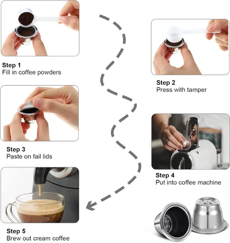 Miniatura 4 de Didaey Cápsulas de Espresso Reutilizables de Acero Inoxidable Vainas de Café Recargables Cápsulas de Espresso Reutilizables con Sellos de Papel