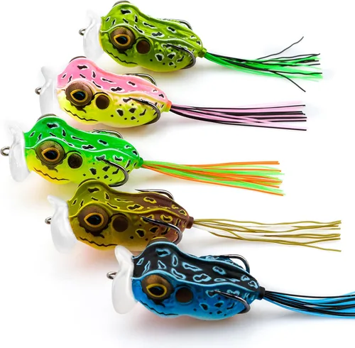 Rikiamru Señuelos de pesca de rana suave cebo para lucio, cabeza de serpiente, trucha, agua salada, Swimbait