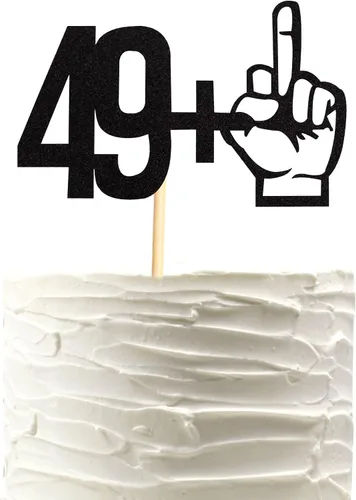 Miniatura 10 de Decoración para tartas con purpurina negra con dedo medio 15+1, decoraciones para fiesta de cumpleaños de 16 años, suministros divertidos