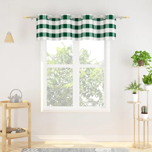 Miniatura 25 de Cortinas de 24 pulgadas de largo con diseño Buffalo Check Gingham Plaid para ventanas de cocina y baño, tratamiento para ventanas con 2 paneles
