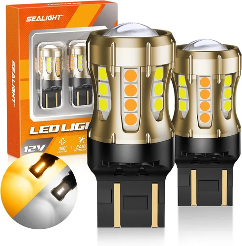 Miniatura 21 de SEALIGHT 194 foco LED 2000K ámbar 168 T10 2825 W5W 600% de brillo, focos LED de cuña para interior de automóvil, reemplazo para luces de matrícula