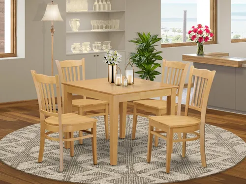 Miniatura 2 de East West Furniture OXGR3-LWH-W Oxford - Juego moderno de 3 piezas que contiene una mesa cuadrada de madera y 2 sillas de comedor, 36 x 36 pulgadas