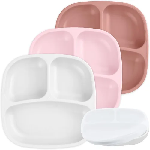 Miniatura 29 de Re-Play Platos para niños pequeños con divisores, 3 compartimentos de pared profunda, platos divididos para niños con 3 tapas, aptos