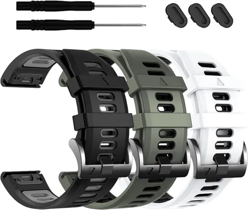 Miniatura 15 de EZMVZKU 26mm Quickfit Watchbands for Fenix 8 AMOLED 51mm/Fenix 7X/7X Pro/6X/6X Pro/5X Plus/3 HR, Sport Silicone Straps Compatible with Garmin Enduro