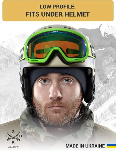 Miniatura 5 de 2SBR 2SABERS Gorro de vellón cálido de invierno - Gorro de cráneo para hombre, para clima frío al aire libre, negro