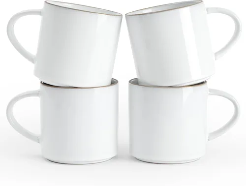 Miniatura 12 de famiware Nebula - Taza de café de 4 piezas, tazas de catering de 14 onzas con asa para café, té, cacao, leche, gris claro Nebulosa gris claro