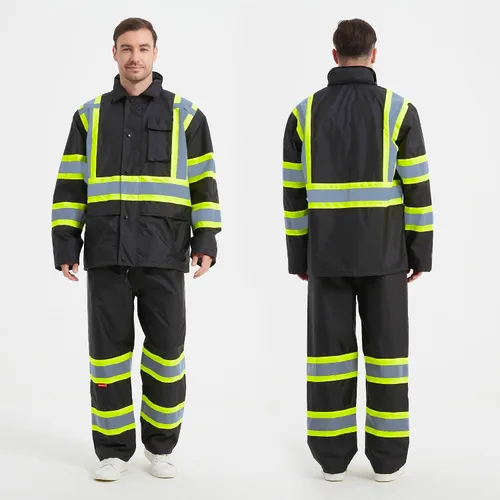 Miniatura 6 de ProtectX Ropa de lluvia impermeable de alta visibilidad para hombres y mujeres, chaqueta reflectante de seguridad y pantalón de alta visibilidad