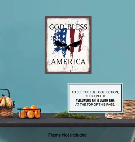 Miniatura 6 de Decoración de pared con la bandera estadounidense The Punisher - Decoración patriótica - Letrero de Dios bendiga Estados Unidos - Arte de pared