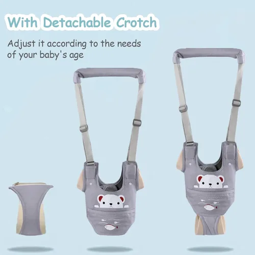 Miniatura 4 de Arnés de mano para caminar para bebé, cinturón ajustable para niños pequeños, arnés para caminar de pie y caminar, ayudante de aprendizaje con Gris