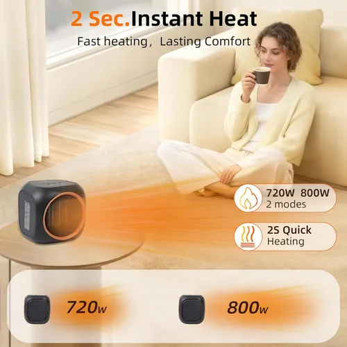 Miniatura 6 de Calentador de Espacio con Calentador de Tazas, Calentadores de Espacio Eléctricos para Uso en Interiores con Termostato, Calentador de Velas Ideal