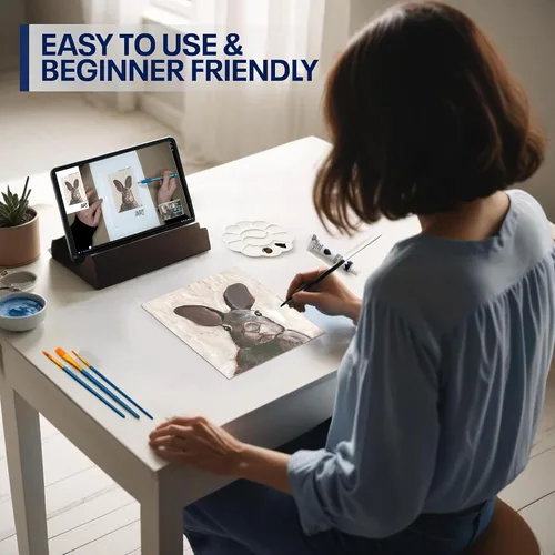 Miniatura 3 de Kit de pintura artística para adultos con tutoriales en video - Aprende a pintar Baby Bunny - Juego de pintura acrílica de 9 piezas y suministros