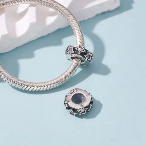 Miniatura 41 de 925 plata esterlina espaciador encanto grano con CZ transparente para pulseras Pandora Charms