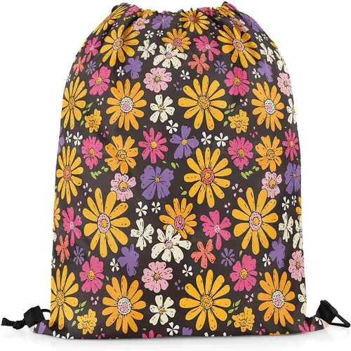 Miniatura 3 de jejeloiu Groovy Flower Gym String Bag 13"x15.7" Retro Floral Boho Drawstring Backpack for Decor 70S Hippie Flowers Bohemian Drawstring Bags Garden