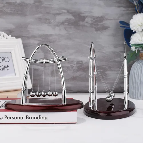 Miniatura 4 de Newtons - Bolas de equilibrio de cuna, decoraciones de oficina para el trabajo, ciencia física, artilugio, base de plástico, bolas de péndelo