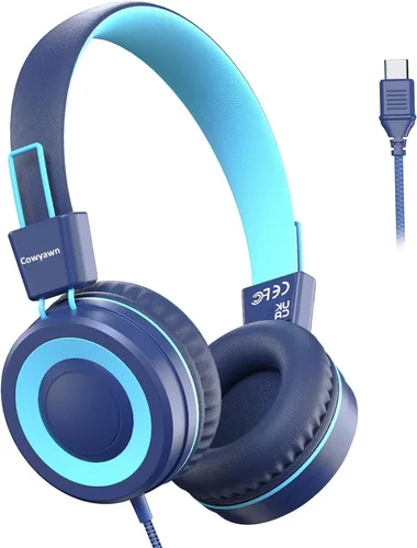 Cowyawn Auriculares USB tipo C para niños, para la escuela, auriculares con cable para niños pequeños, volumen limitado de 94 dB, sonido estéreo HD,