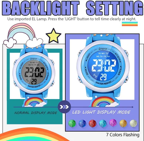 Miniatura 17 de Relojes impermeables de dibujos animados 3D para niñas con alarma, los mejores regalos de juguetes para niñas de 3 a 12 años