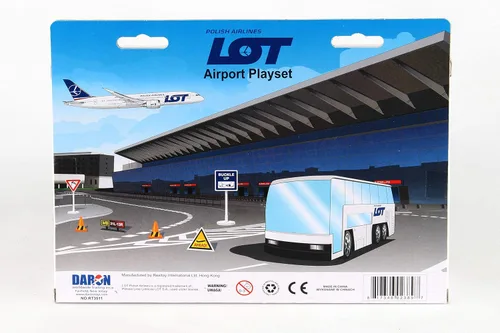 Miniatura 4 de Daron LOT Polish Airlines Airport Playset – Avión de juguete de metal fundido a presión con accesorios – Set de juego de aerolínea con licencia