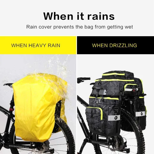 Miniatura 6 de Conjunto de bolsas de alforja de bicicleta Rhinowalk para portaequipajes de bicicleta, bolsa de sillín, bolsa de hombro, bolsa de alforja para Negro