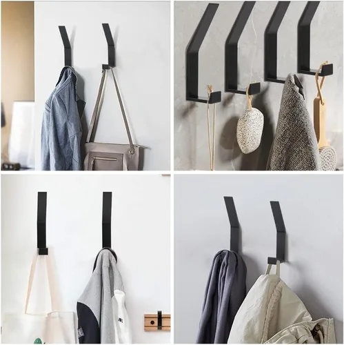 Miniatura 7 de Ganchos para Perchero Montados en la Pared, Negro, 2 Paquetes, Ganchos de Cuerda para Toallas de Baño para Cocina, Puerta, Gabinete, Baño