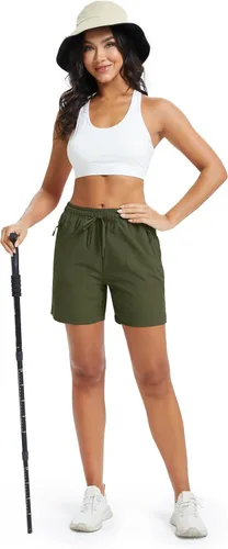 Miniatura 3 de MAGCOMSEN Pantalones cortos de senderismo para mujer de 5 pulgadas, UPF 50+, de secado rápido, ligeros, atléticos, para correr, golf, verano