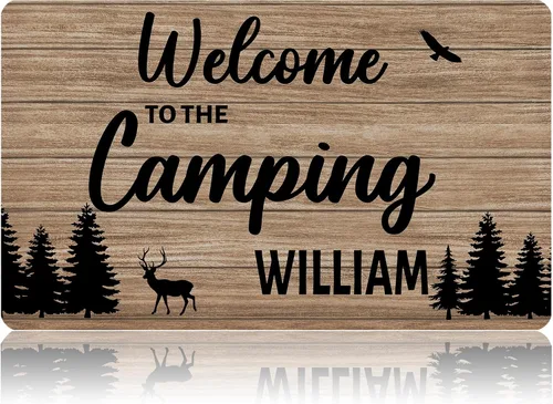Miniatura 13 de Tapete de bienvenida personalizado para cámper, tapete de campamento personalizado con nombre de la familia, accesorios para cámper
