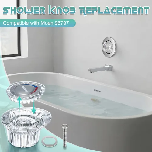 Miniatura 4 de Enhon Paquete de 2 manijas de ducha de repuesto compatibles con grifo de bañera y ducha Moen 96797, Chateau, kit de repuesto de pomo de ducha