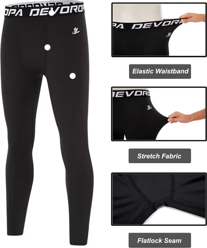 Miniatura 5 de Devoropa - Leggings de secado rápido para jóvenes, pantalones de compresión, mallas deportivas, capa base de baloncesto